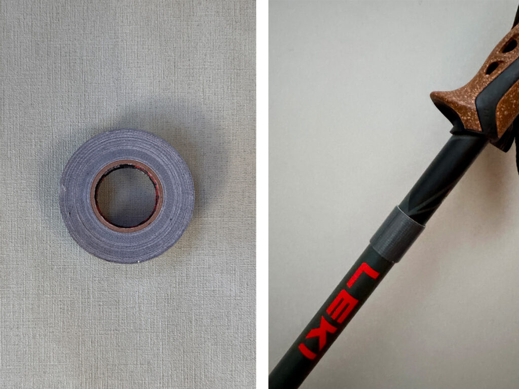 Taperolle und Tape um Trekkingstock fuer Packliste beim Trekking
